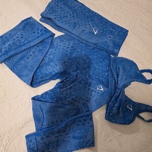 Gymshark Blue Leggings and Sports Bra Set